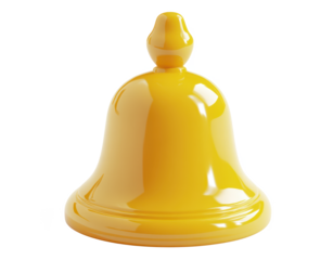 High-Resolution 3D Yellow Bell Notice Icon Transparent PNG for Designers and 3D Yellow Bell Alert Icon for Websites and Apps.