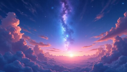 Heavenly star falls: Captivating anime sky wallpaper in digital art style, background with space 