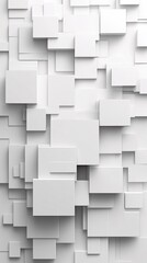 Abstract White Cubic Structure Background with Geometric Pattern and Minimalist Style