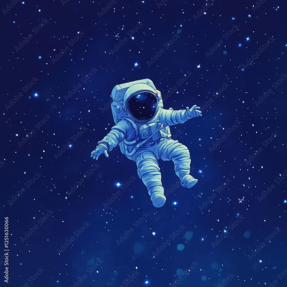 Poster astronaut floating amidst distant stars in space