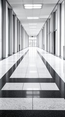Obraz premium Empty modern hallway, bright interior, architectural perspective, business use