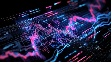 Obraz premium A Futuristic AI Powered Stock Market Chart with Dynamic Data Visualization Elements in Vibrant Colors