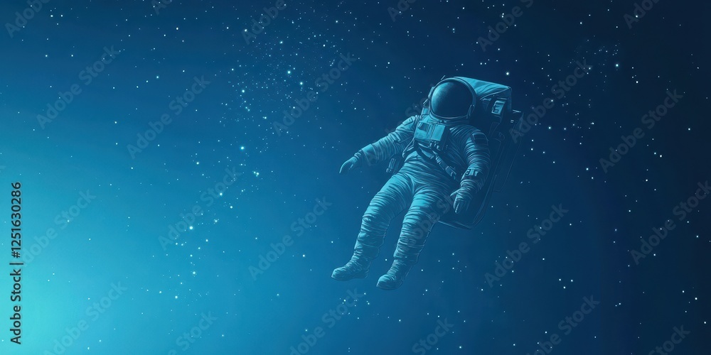 Poster astronaut is floating in the vastness of deep space