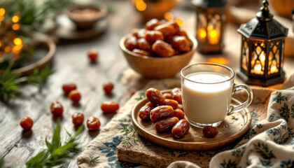 Ramadan Festive Dates and Milk: A Serene Iftar