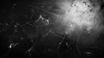 High Contrast Black and White Abstract Film Grain Texture with Scratches and Marks for Artistic Backgrounds
