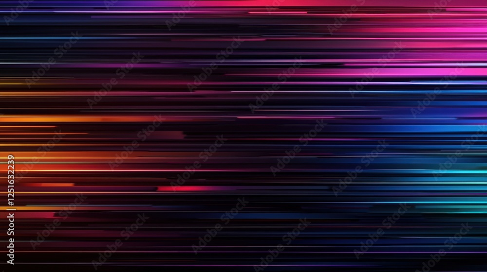 Poster abstract high-tech digital glitch texture with horizontal lines in vibrant colors for modern design 