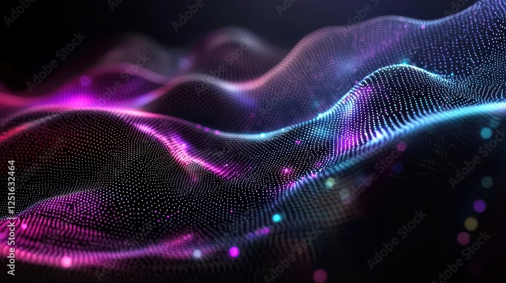 Poster mesmerizing 3d depth illusion with glowing waves of light in a dark background for digital art proje