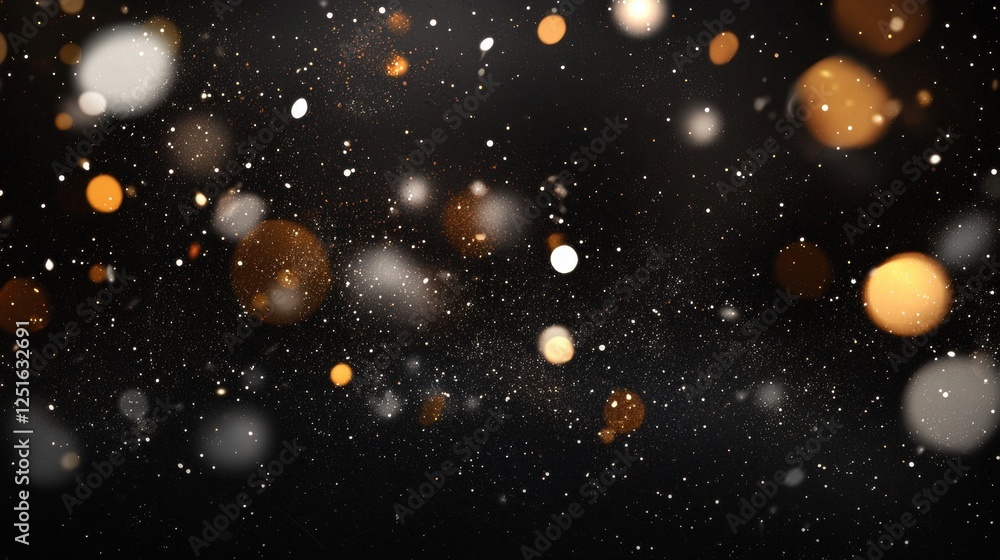Poster moody abstract cinematic background with grainy texture and floating light particles in dark environ