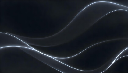 Fototapeta premium A sleek and modern dark-mode background with soft glowing lines and abstract digital wave patterns
