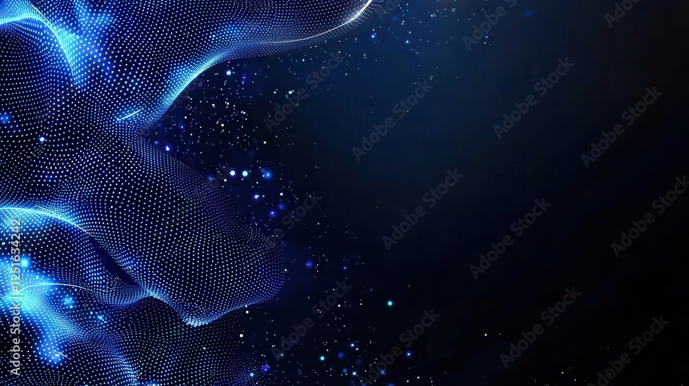 Poster sleek digital abstract background with blue dots creating a futuristic atmosphere for design project
