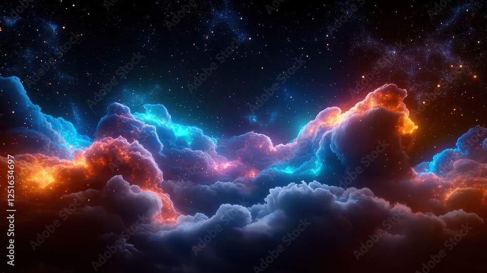 Poster surreal abstract background with blending colors and starry elements for film or artistic projects
