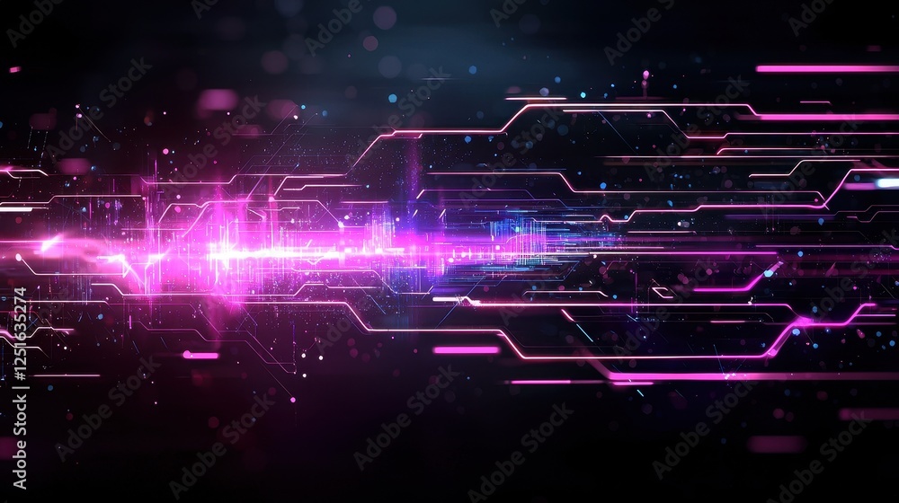 Poster vibrant glitch effect background with sleek lines and digital elements for trending visuals