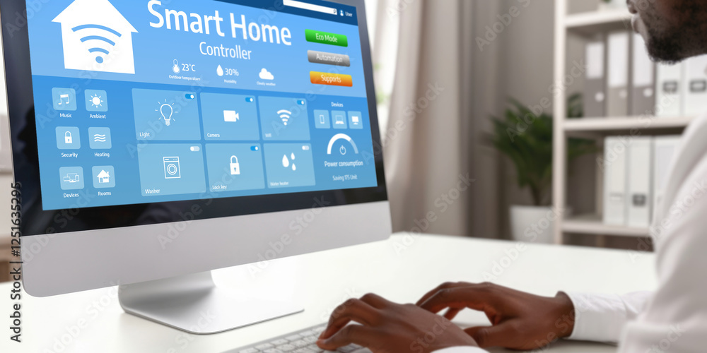 Poster smart home technology, centric remote control system with digital dashboard for air conditioning, sa