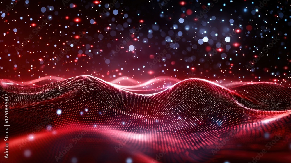 Poster vibrant red digital background with glowing dots creating a dynamic and energetic atmosphere