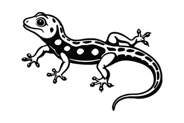 Naklejka premium Silhouette of gecko isolated on a white background
