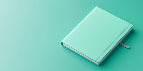 Mint green notebook on a smooth gradient background.