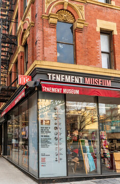 New York, NY - US - Jan 25, 2025  The red-brick Tenement Museum on Orchard Street showcases immigrant life in NYC&rsquo;s historic tenements.
