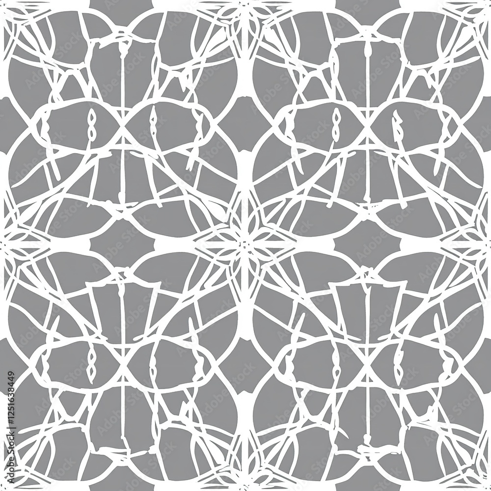 Poster intricate white line pattern against a gray background forms an elegant and complex design