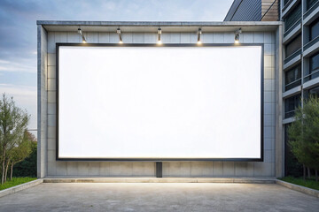 Blank billboard, urban setting, evening light, advertising mockup