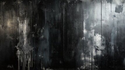 Black and gray scratched surface with paint drips and textured smears