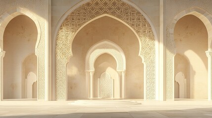 Obraz premium Ornate arches create a stunning architectural interior with decorative patterns and soft light
