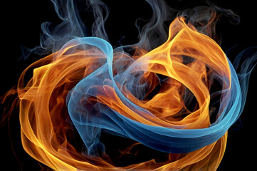 Naklejka premium Abstract smoke in shades of orange red and gray against a Black background