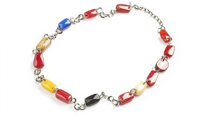 Colorful Fashion Necklace with Unique Beads and Chain Design