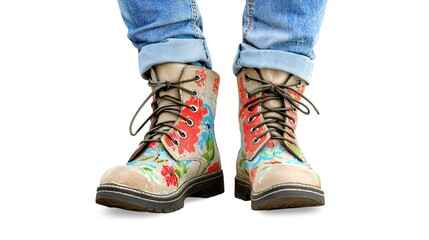 Colorful Hand-Painted Boots for Festa Junina Celebration Outfit