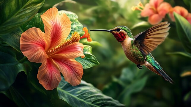 Colorful hummingbird sipping sweet nectar images