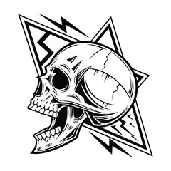 Obraz premium A futuristic cybernetic demon mask with intricate mechanical details, sharp metallic edges .