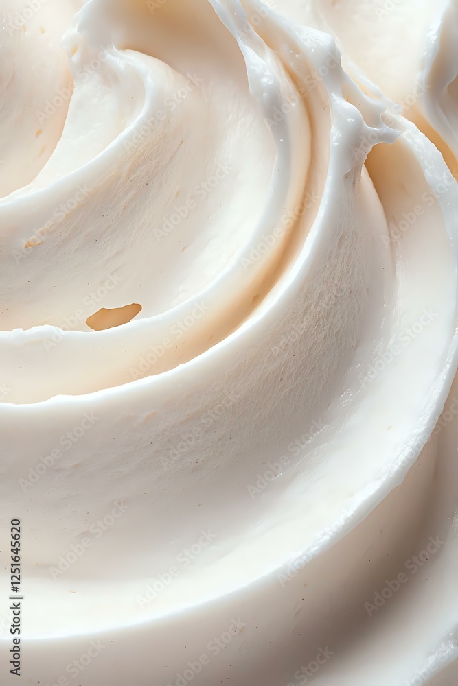 Aufkleber smooth swirls of creamy white meringue or whipped cream texture creating soft waves and curves, macr