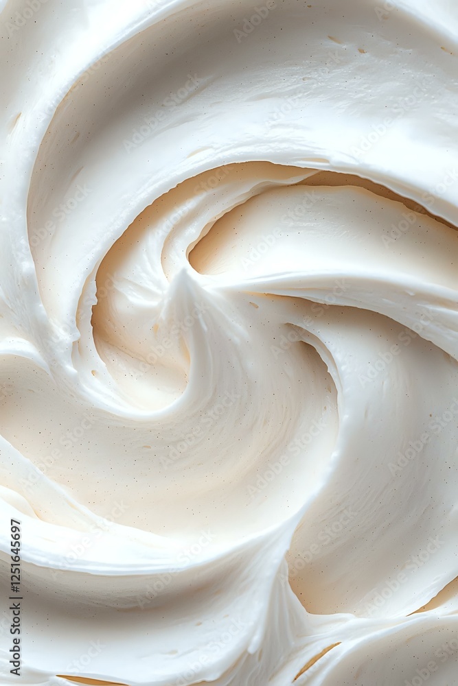 Poster creamy white meringue swirls create an elegant spiral pattern, showcasing soft peaks and smooth text