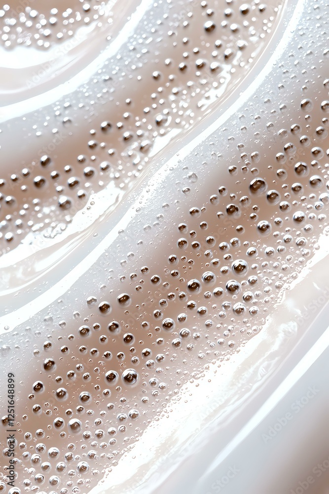 Poster water droplets and condensation on smooth curved surface creating abstract diagonal pattern in soft 