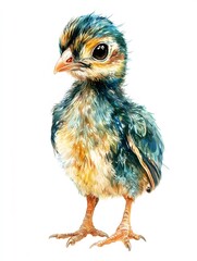 peacock chick on white background