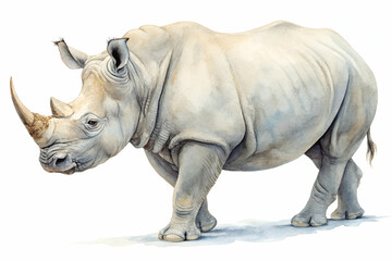 Obraz premium Detailed Illustration Of A White Rhinoceros Portrait