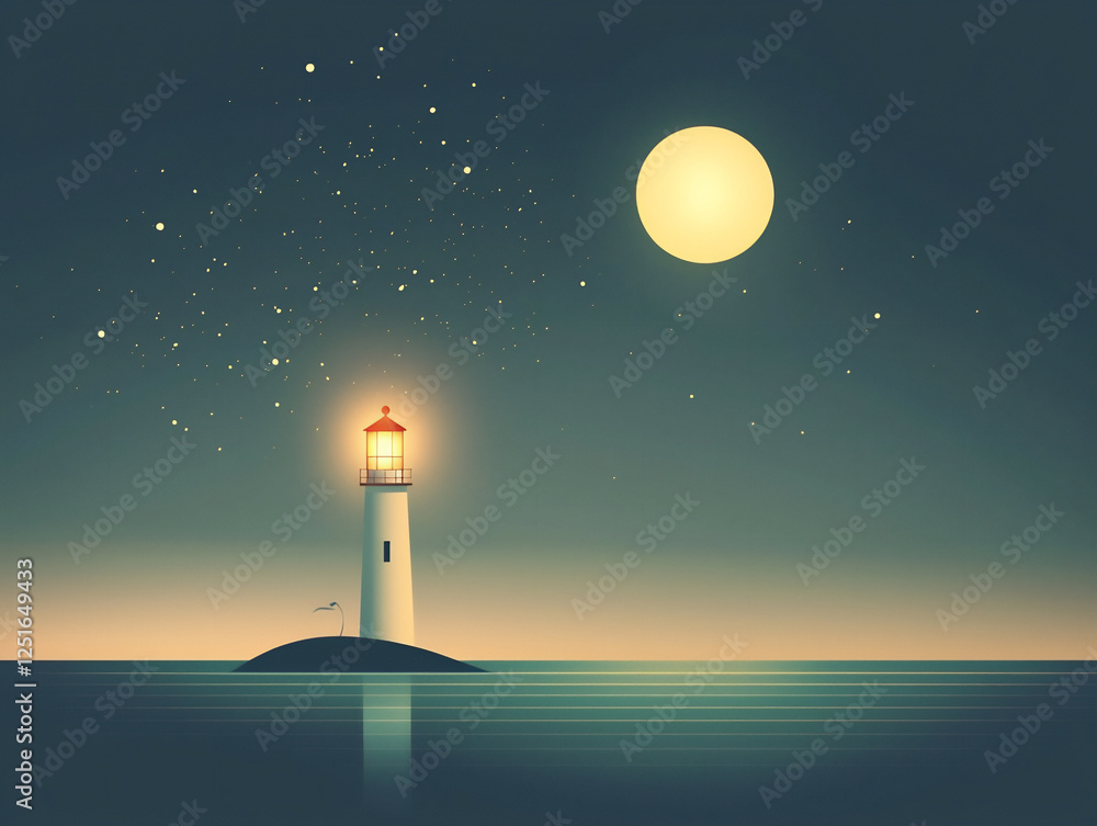 Canvas Prints P Neon minimalist illustration of a lighthous