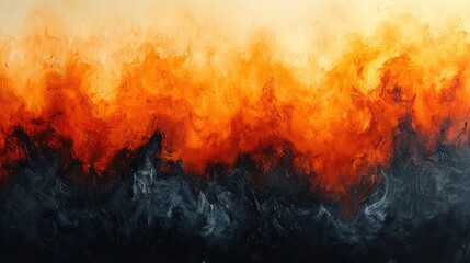 Abstract orange fire, smoke, dark background, art, design