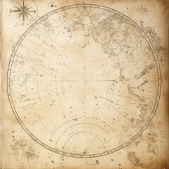 Antique celestial map displaying constellations stars and geographical regions
