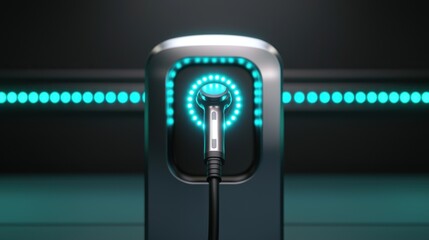 Electric vehicle charging station urban setting technology infrastructure modern environment close-up view sustainable energy concept