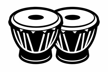 bongo drums line art silhouette vector illustration