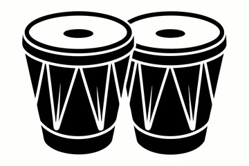 bongo drums line art silhouette vector illustration