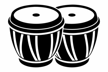 bongo drums line art silhouette vector illustration