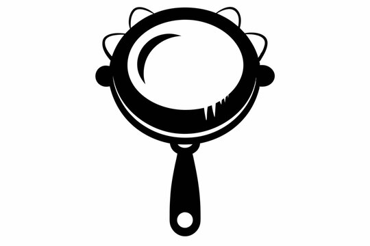 black tambourine musical instrument on white clip art preview