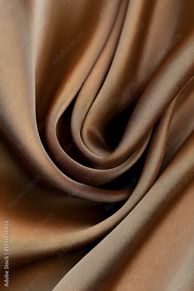 Poster smooth waves of luxurious brown silk fabric create elegant curves and folds, showcasing rich texture