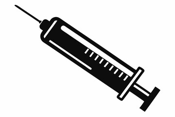 syringe line art silhouette vector illustration