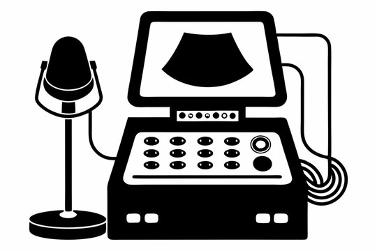 black ultrasound machine, medical equipment clip art preview