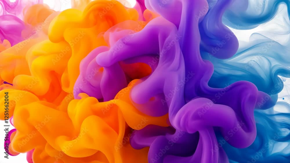 Poster vibrant blasts of color disperse on a white background, creating an explosion of hues that captures 