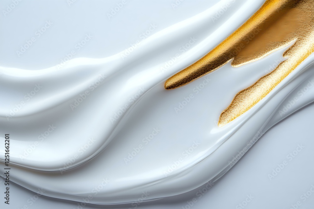 Poster elegant white and gold fluid waves create luxurious abstract background with smooth silky texture an