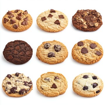 Assortment of Delicious Cookies on White Background for Dessert Lovers