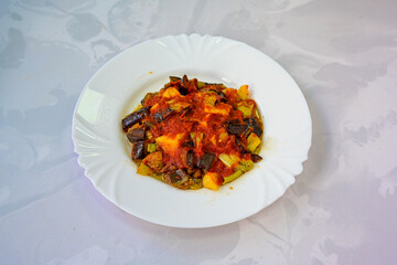 Traditional Turkish food; eggplant meze (Turkish name; saksuka)